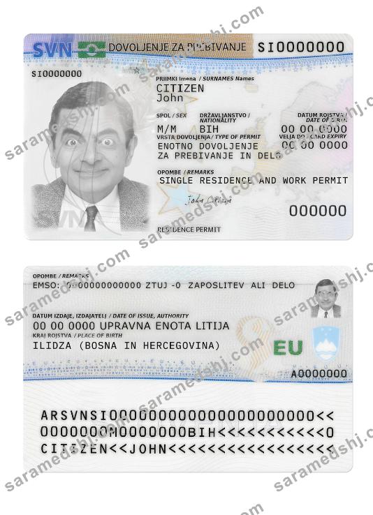 Slovenia residence permit card